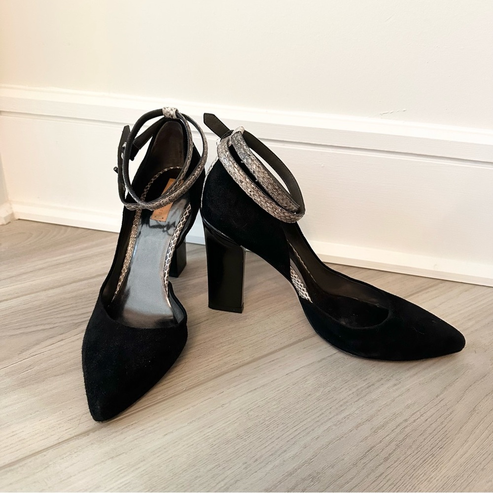 Reed Krakoff Suede Python Pointed Toe Heels